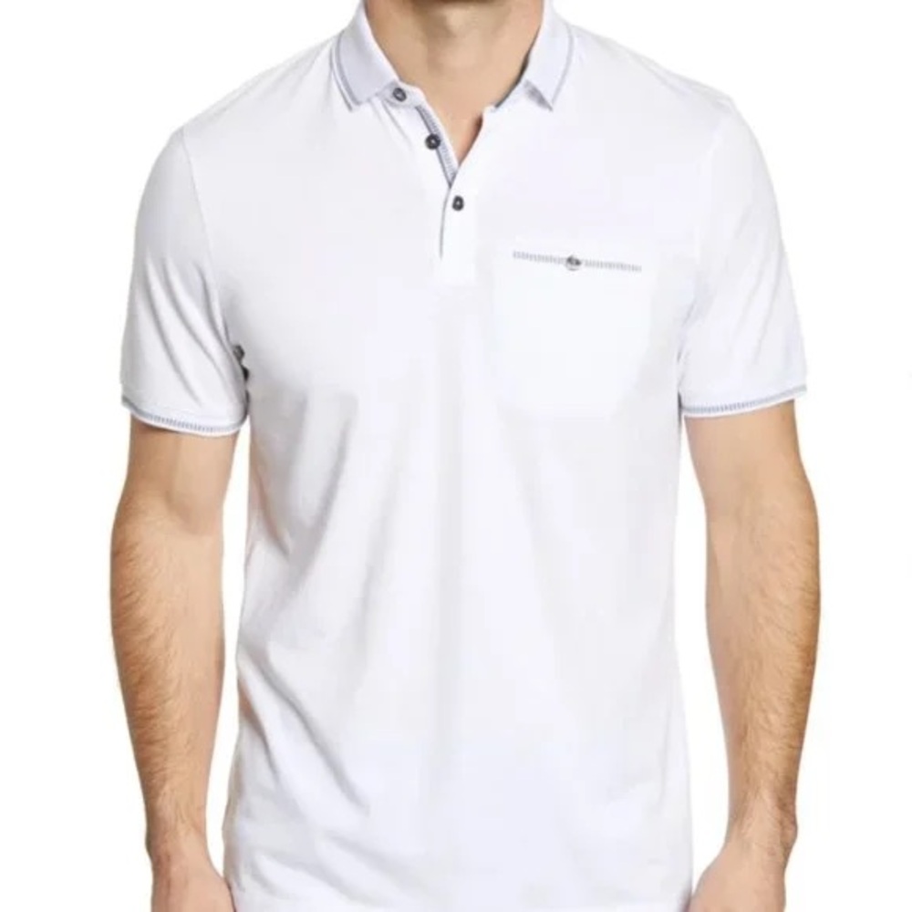 Ted Baker White Polo Shirt with Button Detail